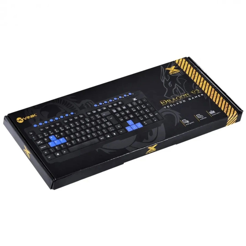 Teclado Gamer Vinik VX Gaming Armor GT500 com LED Multicor 1,8m de Cabo