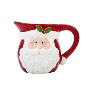 Leiteira Enfeite Natalino Papai Noel Cerâmica 350ml