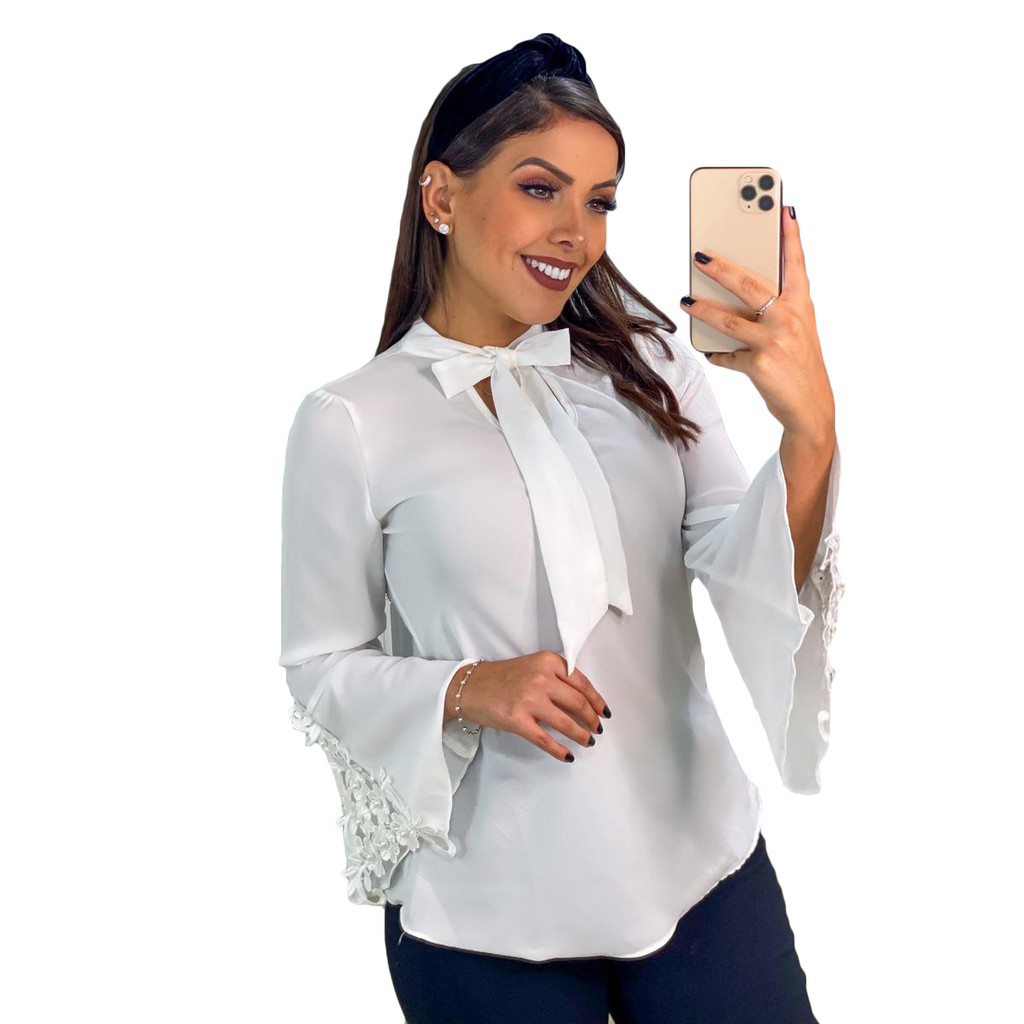 Blusa Alvo Da Moda Feminina Manga Longa Estampada Reggla