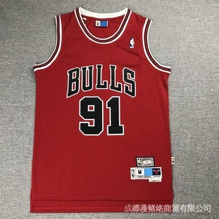 Camisa Nba Chicago Bulls no . 91 Rodman Clássica Esportiva Colete Memorial Retrô Edição Vermelha plus size ftqw vVE5