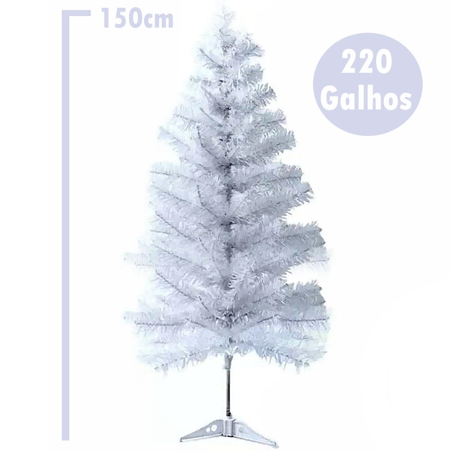 Árvore De Natal Branco 150 Cm Com 220 Galhos Grande