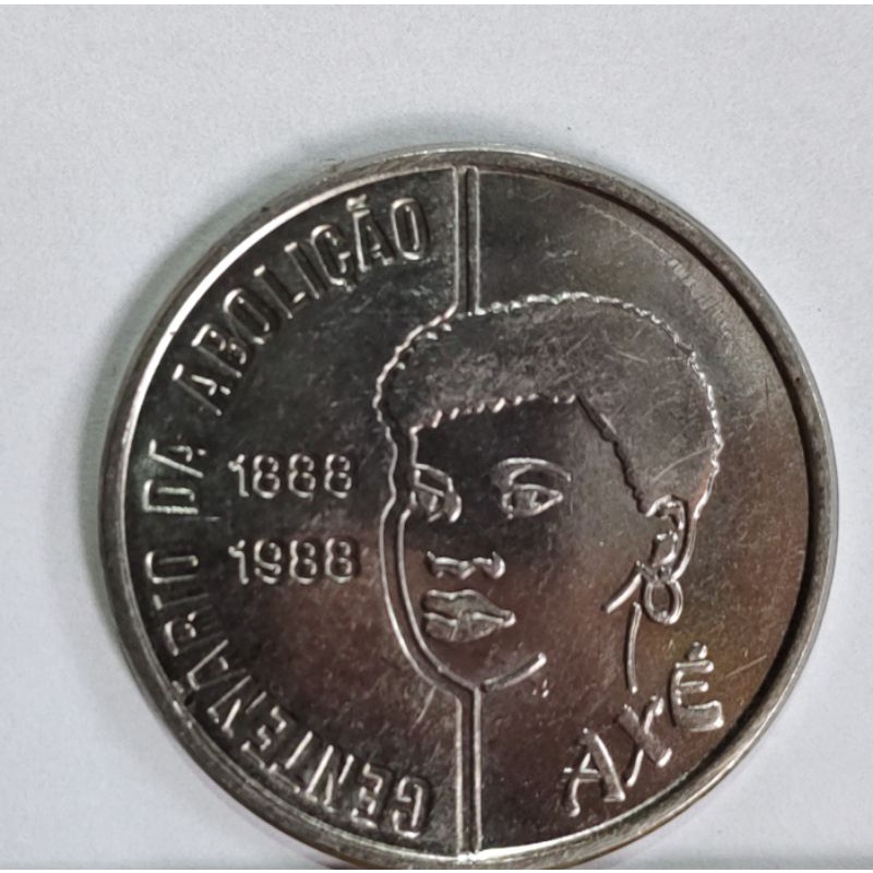 Moeda 100 Cruzados 1988 Axé Mãe Comemorativa Centenário da Abolição da Escravidão Mulher