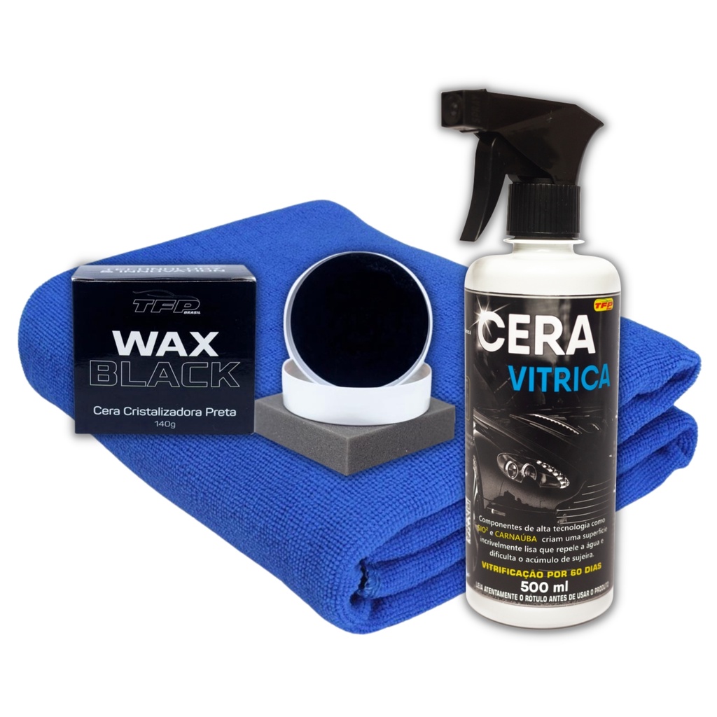 Cera Cristalizadora Carro Preto Wax Black + Cera Vitrica Com Carnaúba ...