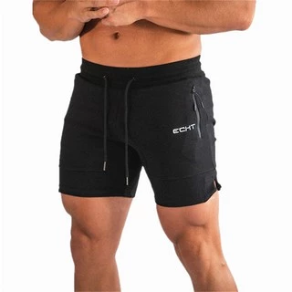 ECHT Homens Calções De Verão Academias De Fitness Musculação Aptidão Corredores Malha Respirável Verão Moda Casual Bolso Com Zíper Shorts Sweatpants