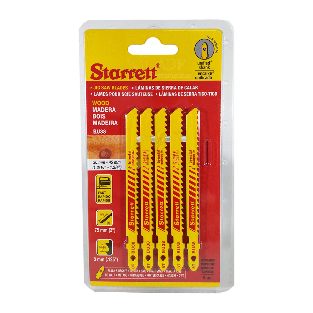 Lamina Serra Tico Tico Bi Metal BU38 75MM Starret 5 Und