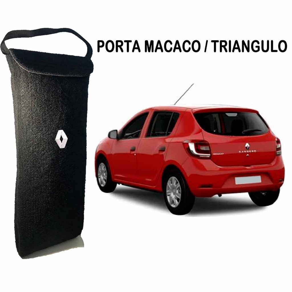 Bolsa Porta Macaco Triangulo Renault Ferramenta Automotivo Clio Sandero Logan Kwid Acarpetado Bordado