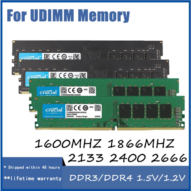 Crucial 4GB 8GB DDR4 2133MHz 2400MHz 2666MHz DDR3 1066MHz 1333MHz 1600MHz UDIMM RAM de memória para desktop