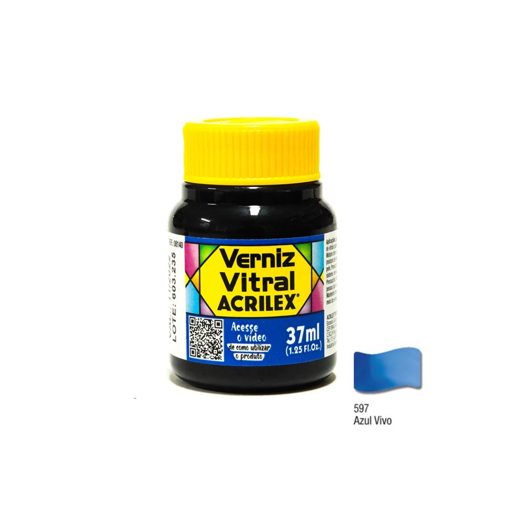 Verniz Vitral Acrilex 37ml Cor Azul Vivo 597 | Shopee Brasil