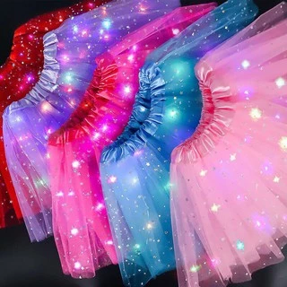 Saia Tule com Pisca - Glitter P/festa Carnaval Bailarina Promoção