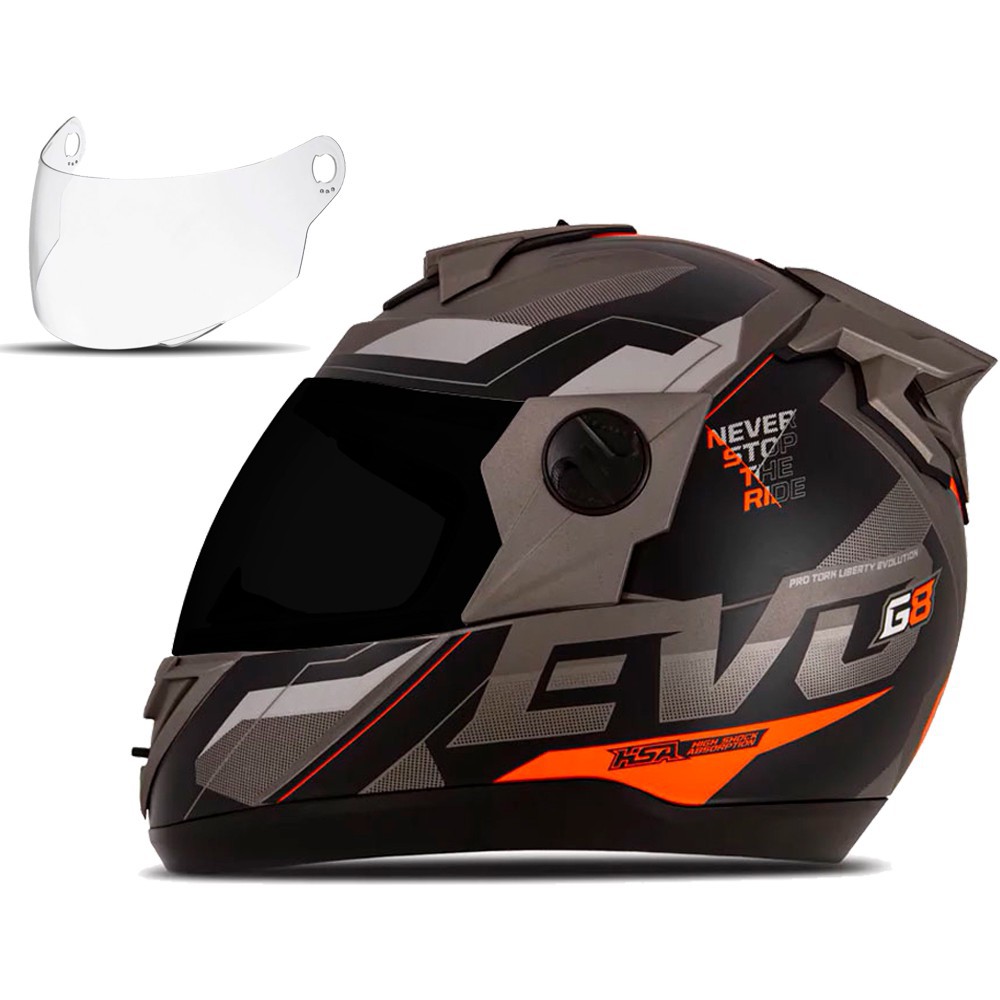 Capacete Universal Pro Tork Masculino Evolution G8 Evo Fechado Lançamento Promoção + Viseira Fumê