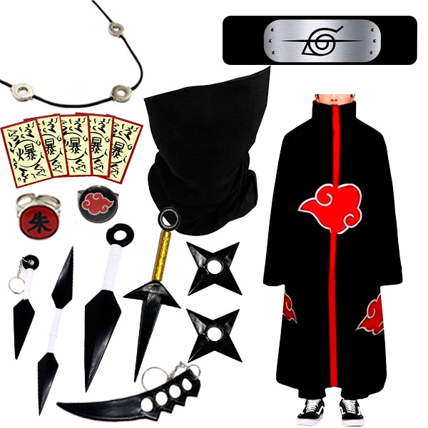 Combo Naruto C/ Manto Akatsuki + 18 Itens Itachi Cosplay