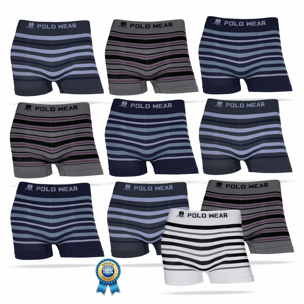 Kit 10 Cuecas Boxer Polo Wear Listrada Sem Costura Original Cueca Masculina Shopee Brasil 2792