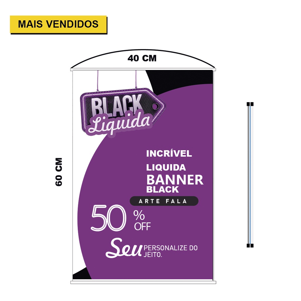 Mini Banner 440g - Produção 24h (SP Capital) 20x30 cm Lona 440g 4x0 (Frente  colorido) Bastão e Cordão - Mediatall Gráfica Ltda.