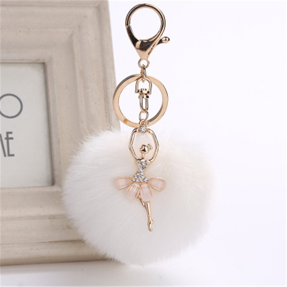 Buy Mamum 8CM Cute Dancing Angel Keychain Pendant Women Ladies Girls Key  Ring Holder Pompoms Key Chains (White) Online at desertcartINDIA