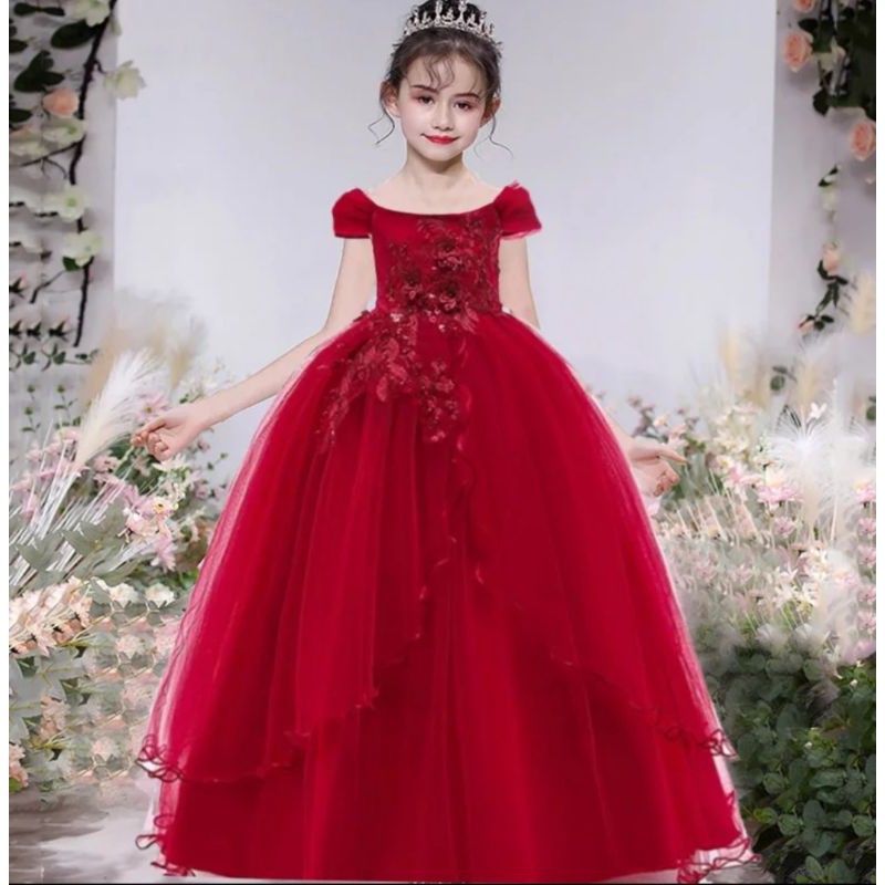 Vestido infantil Vermelho Daminha de Casamento Princesa - Vermelho