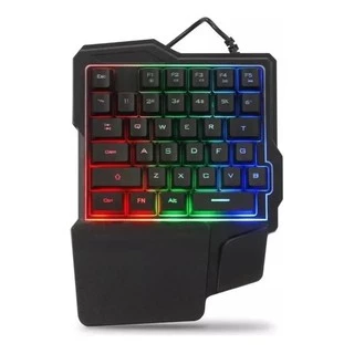 Teclado Gamer Semi Mecânico Single Handed Led Rgb Usb Multimídia Pc Notebook Xbox Series X S Ps4 e Ps5