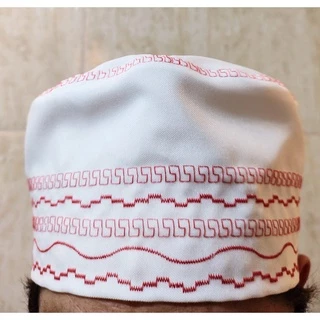 Filá Equete Ekete Gorro Branco Vermelho Trabalhado Yansa Xango Ogum Baixo Umbanda Candomblé