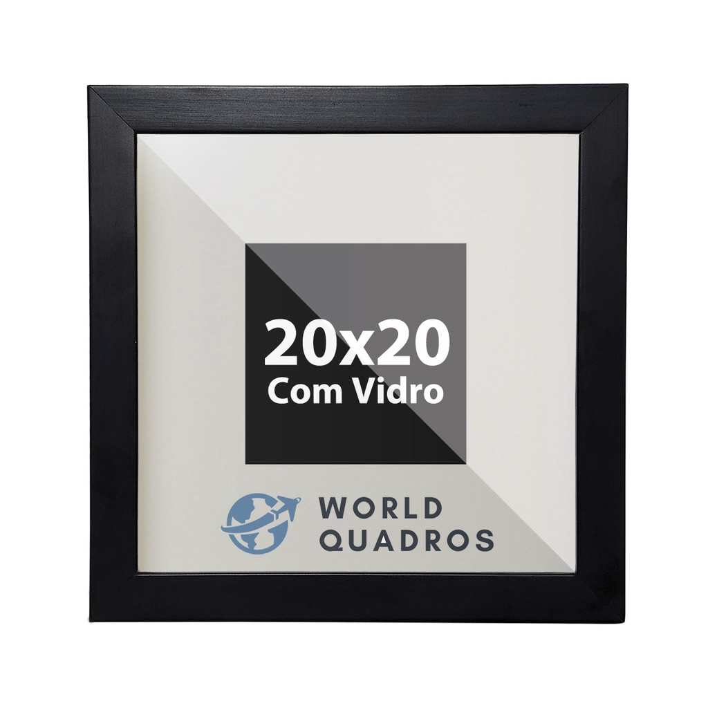 Moldura 20x20Cm Com Vidro e Fundo Para Quadros Diplomas Certificados Fotos