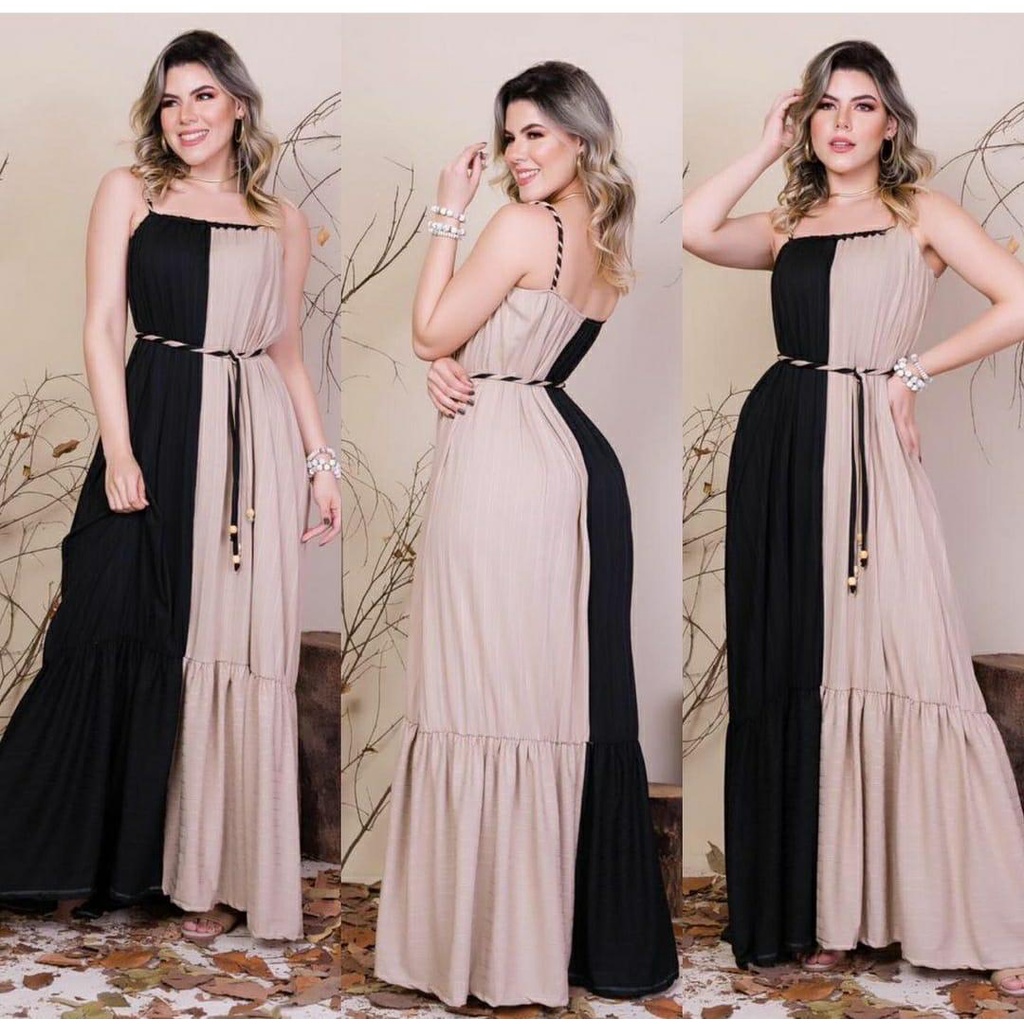 Vestido duas sale cores longo