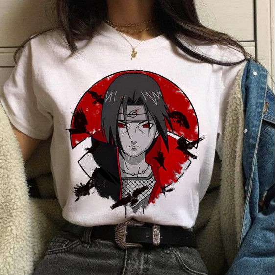 Camiseta Itachi Uchiha Bordado 100% algodão 30.1 Penteado Camisa akatsuki  itachi Anime Naruto - Corre Que Ta Baratinho