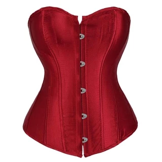 Espartilho Satin Overbust Simples Elegante Bustier Plástico Osso Gótico Gorset Sexy Plus Size Busk Brocado Korset Quente Preto Branco Azul