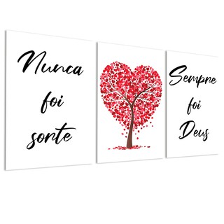 Kit 3 Placas Quadros Decorativos 20x28 Mdf Nunca Foi Sorte Sempre Foi Deus
