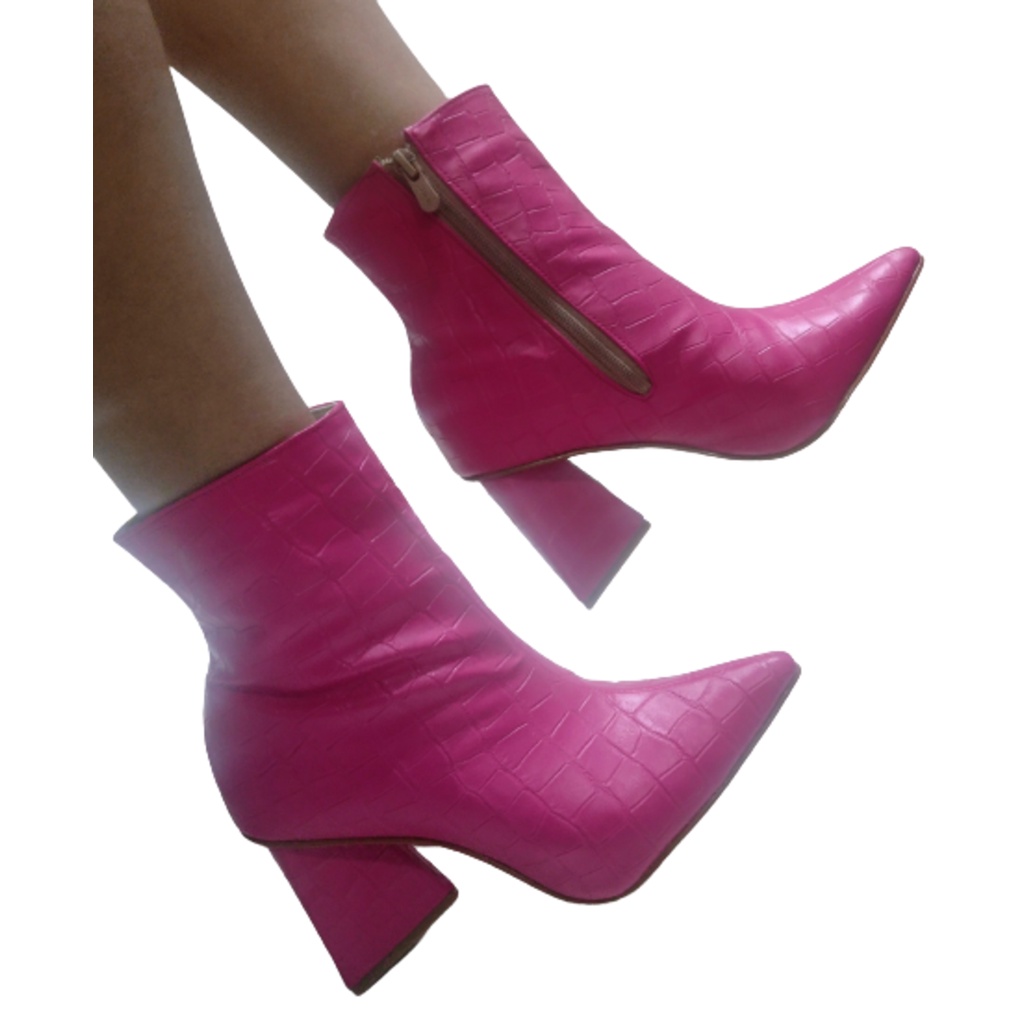 Bota Feminina Cano Curto Rosa Pink | Shopee Brasil