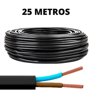 Cabo Extensão Pp 2x2,5 MM2 Fio Cabinho 25 Metros + TOMADA MACHO E FEMEA