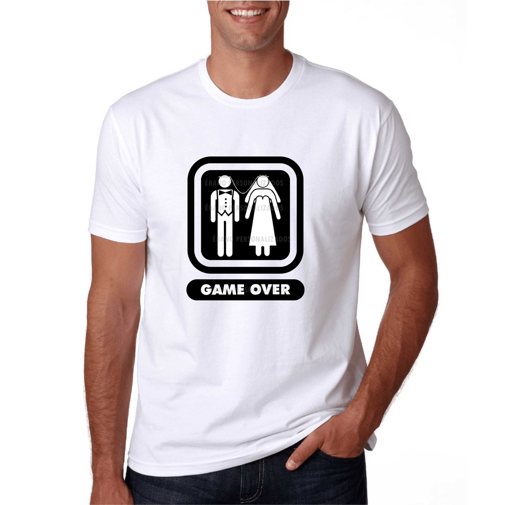 Camiseta Unissex Game Over Casamento Meme Gamer Geek Nerd