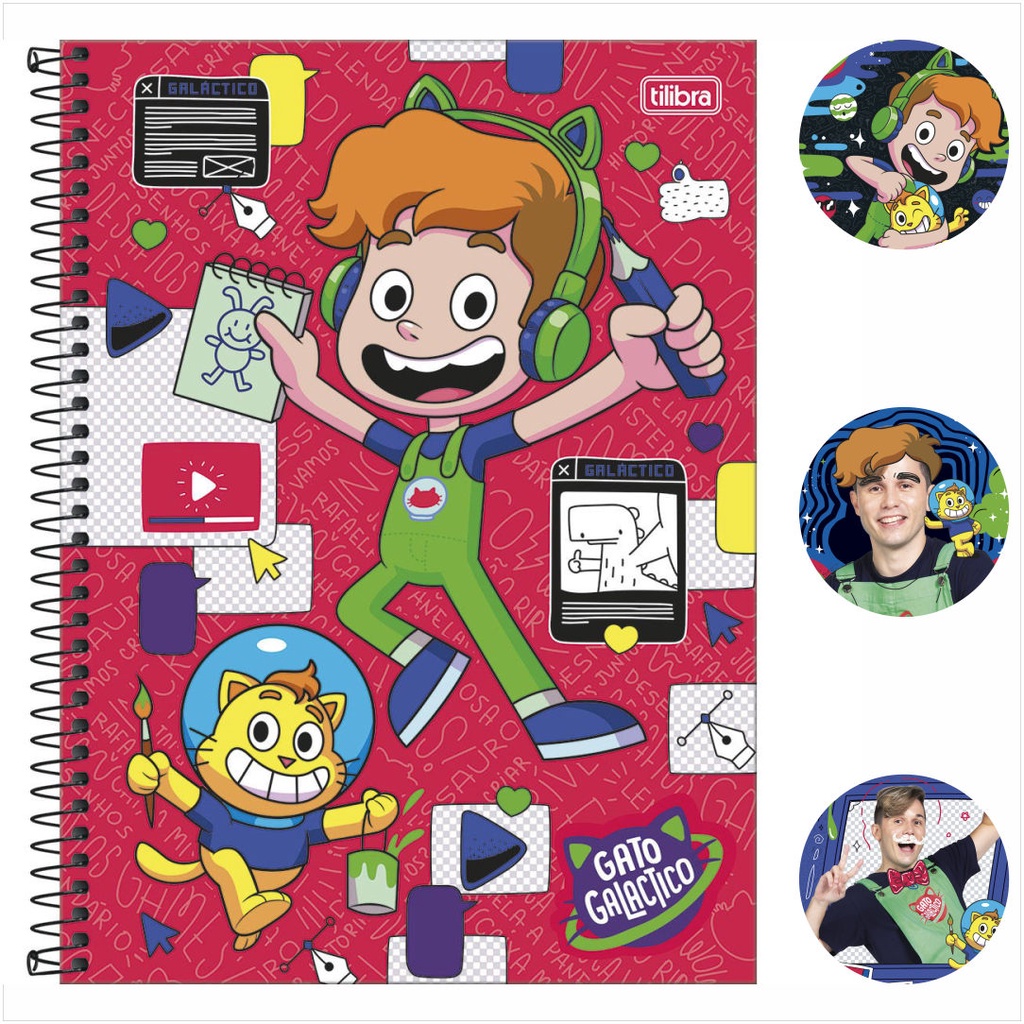 Caderno Espiral Gato Galáctico Capa Dura 80 Folhas Desenhos na Americanas  Empresas