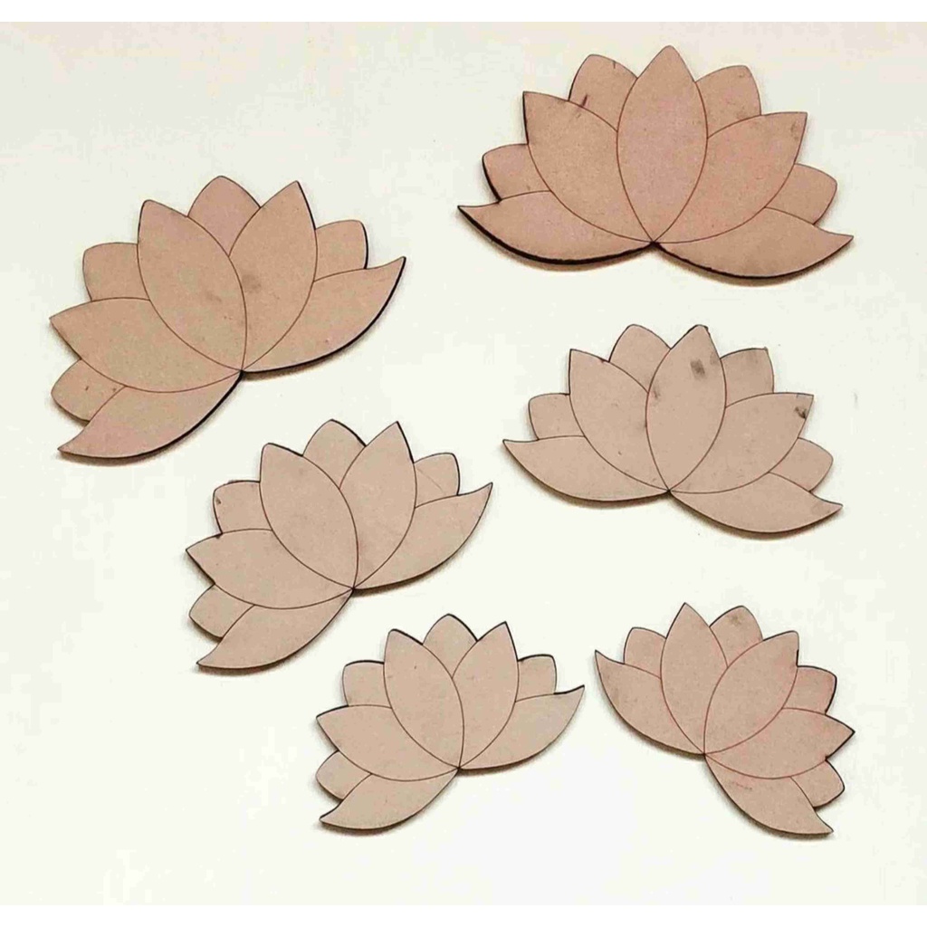 Trio Flor de Lótus Aplique em Mdf- Pacote com 15 peças | Shopee Brasil