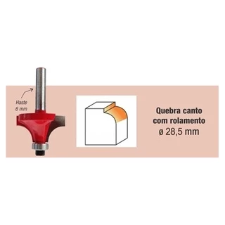 Fresa Tupia Manual Coluna Canto Arredonda Boleado Haste 6mm