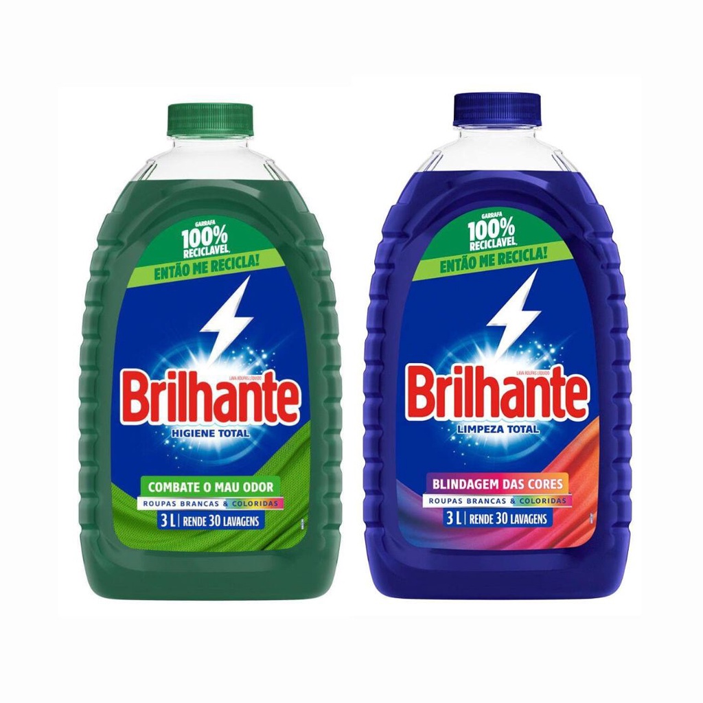Lava Roupas Líquido Brilhante Higiene Total - 3 Litros | Shopee Brasil