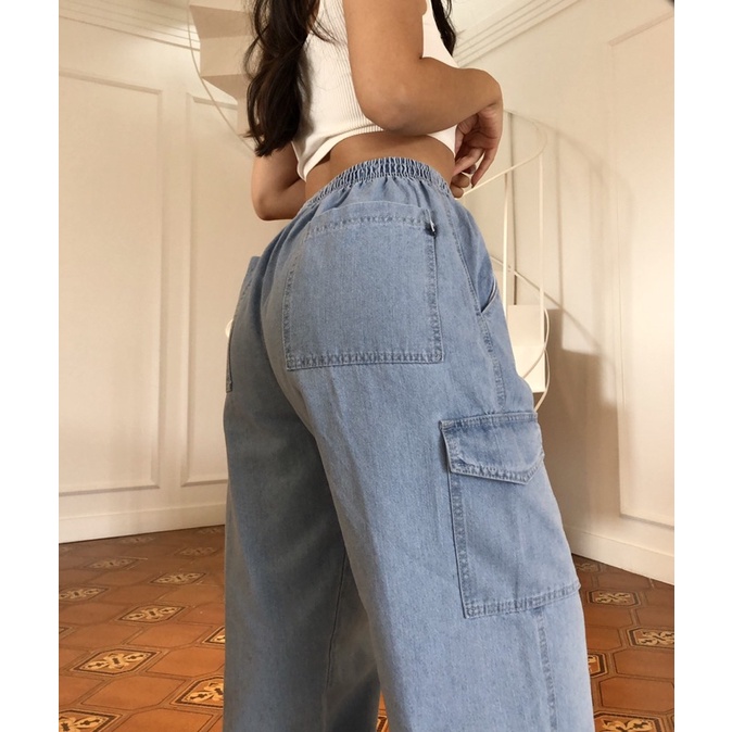 Calça Jeans Feminina Cargo