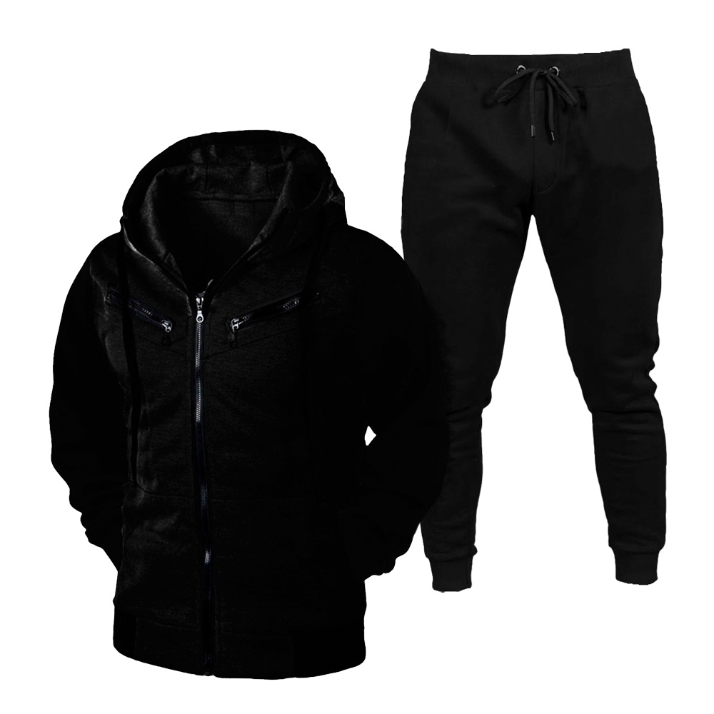 Conjunto De Moletom de Zíper Kit Blusa De Frio Aberta + Calça Moletom