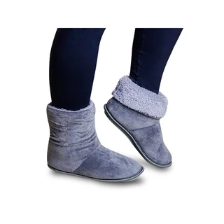 Pantufa Bota Polar Cinza Chumbo Super Quentinha Inverno Toda Peluciada Botinha Para Frio