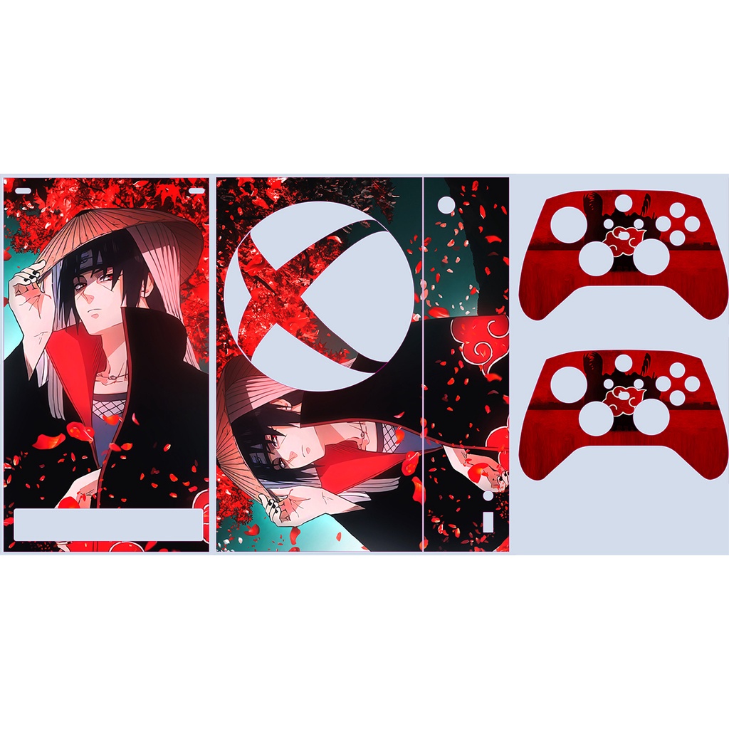 Skin Adesiva Xbox Series S - Naruto Akatsuki Folhas Vermelhas