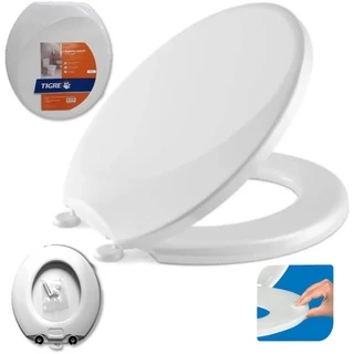 Tampa Vaso Sanitário Assento Almofadado Privada Universal Oval Suavit Cinza Tigre