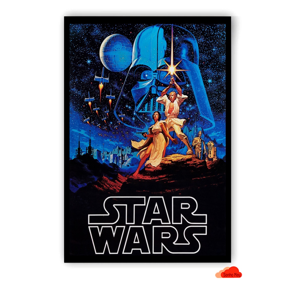 Quadro Star Wars com Moldura e Laminado A3 42x30cm.