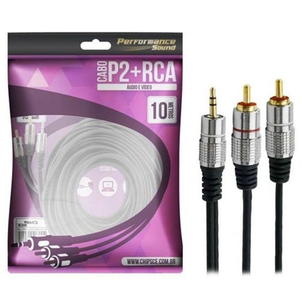 Cabo P2rca Fitz P2 Estereo X 2 Rca Macho Plug Metal 10 Metros Shopee Brasil 