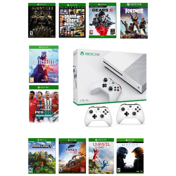 Xbox One S Com 2 Controle E Jogo Original Completo Promoção