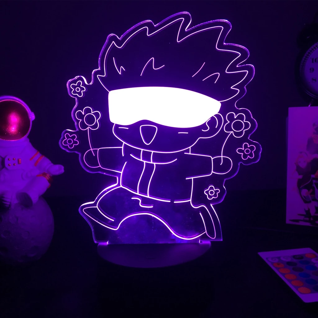 Anime Jujutsu Kaisen Gojo Satoru Figure Lâmpada Led Noturna 16 Cores Sensor De Toque USB