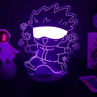 Anime Jujutsu Kaisen Gojo Satoru Figure Lâmpada Led Noturna 16 Cores Sensor De Toque USB