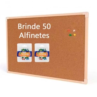 Quadro De Aviso Cortiça Madeira Stalo 70x50cm +50 Alfinetes