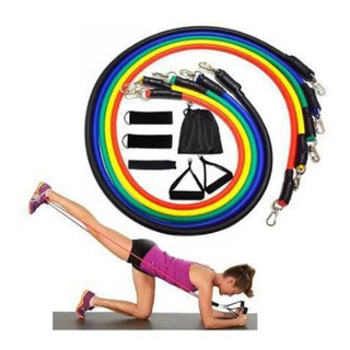 Kit Extensor Elastico Extensores 11 Pecas Exercicio Musculacao Fitness Pilates | Shopee Brasil