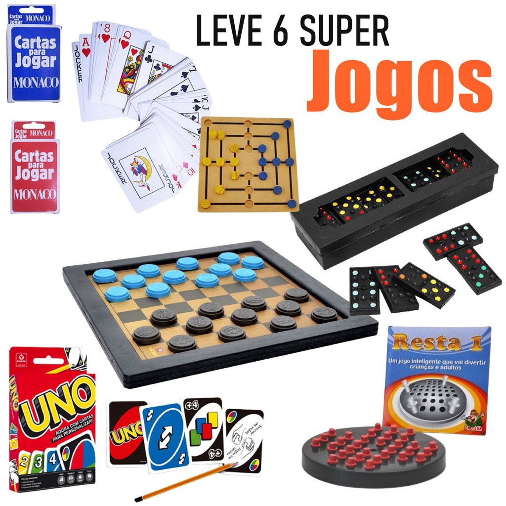 Leve Um Kit Com 3 Super Jogos 1 UNO e 1 Baralho MONACO e 1 Domino Para Jogar  blackjack, buraco, canastra, tranca, truco