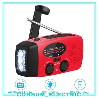 Manivela De Emergência Carregador De Rádio Solar Lanterna LED Para Sobrevivência