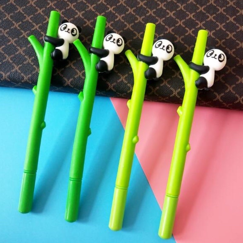 4 Peças Caneta Gel / Material Escolar Fofo Com Desenho De Panda / Bambu / Material De Escritório