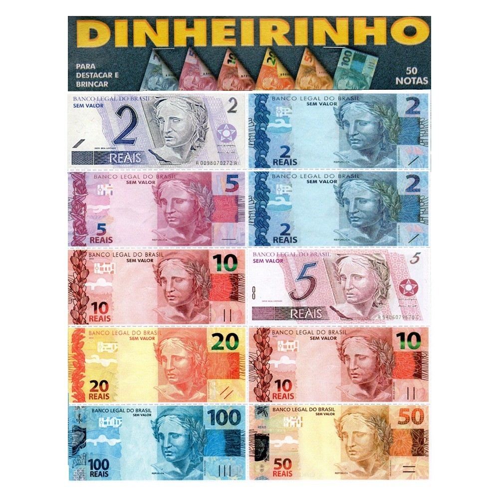 Kit 04 Dinheirinho Com 50 Notas Cada De Mentira Falso Brinquedo ...