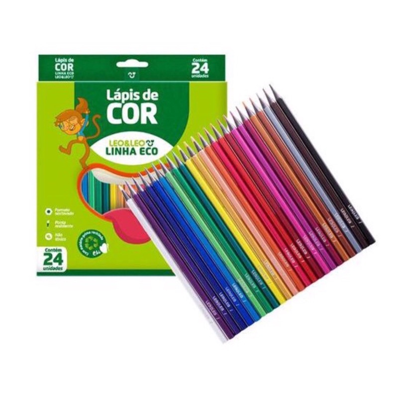 Lápis De Cor Pintar Colorir Leo & Leo Eco 24 Cores